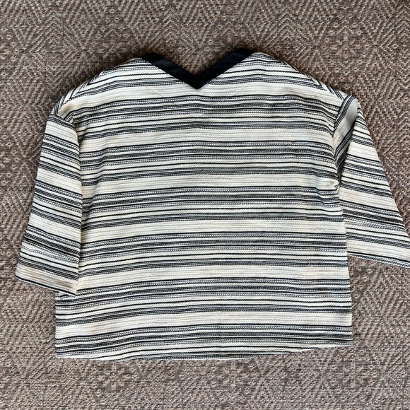 Rebecca Minkoff Black Stripe Lace Up Martin Top Leather Cotton Womens - Picture 10 of 10